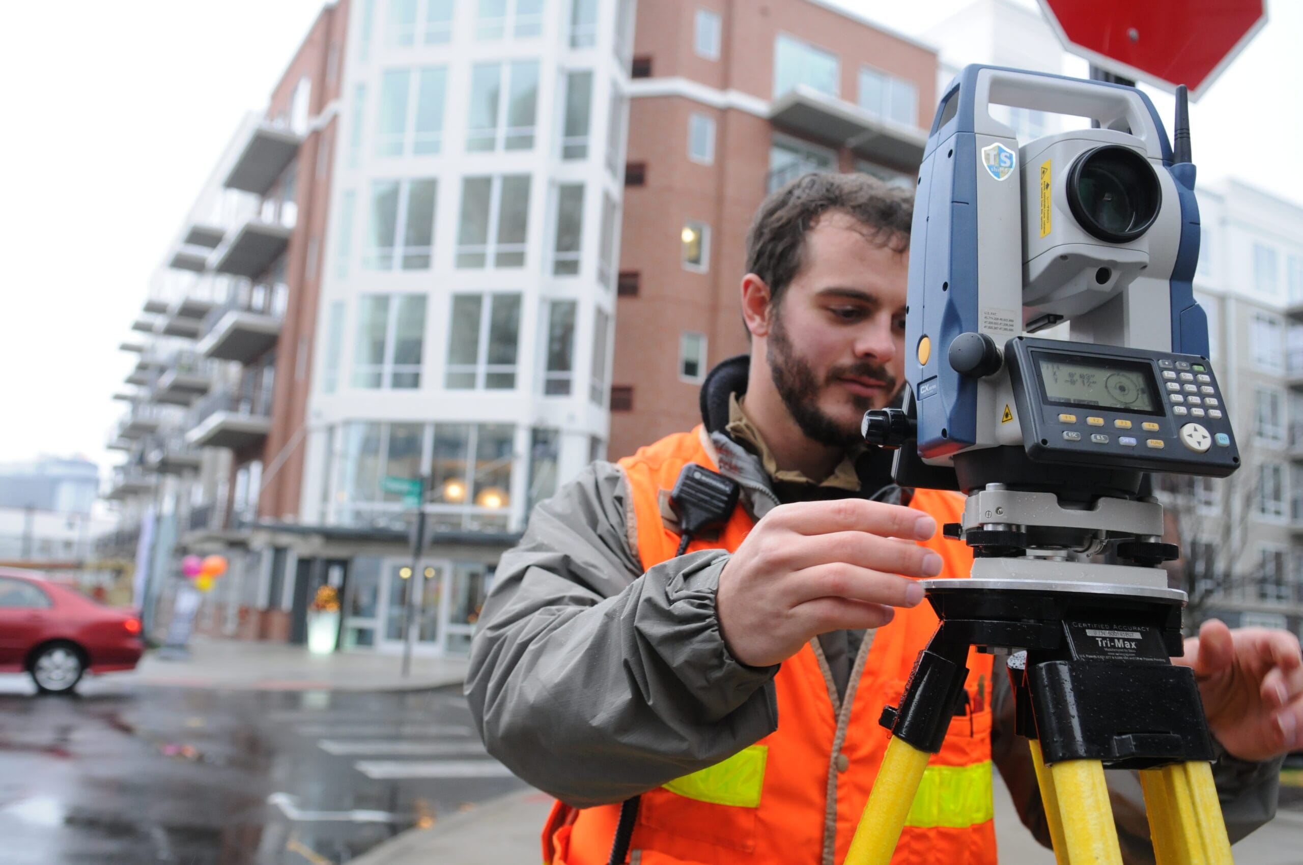 surveyor in urban setting